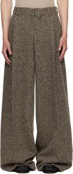 Dries Van Noten | Beige Wide Pleated Trousers