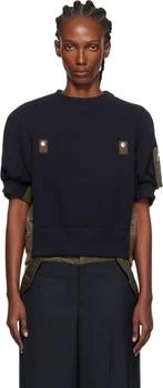 Sacai | Navy & Khaki Sponge x Nylon Twill Sweatshirt