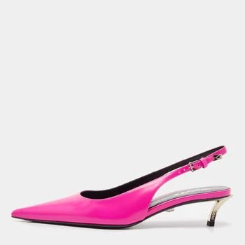 Versace | Versace Pink Brushed Leather Pin-Point Slingback Pumps Size 38