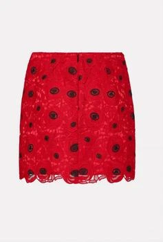 Embroidered Lace Modern Mini Skirt In Red/black