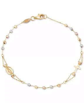 Macy's | Tricolor Rosary Bracelet in 10K Gold, White Gold, & Rose Gold