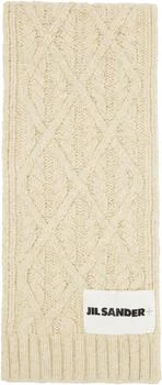 Jil Sander | Beige Chunky Donegal Wool Cable Scarf