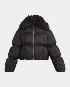 Jil Sander | Gathered Quilted Jacket With Detachable Faux-Fur Collar