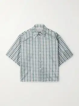 Jil Sander | Cropped Checked Silk-blend Shirt - Forest green