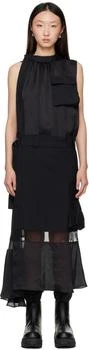 Sacai | Black Suiting Mix Midi Dress