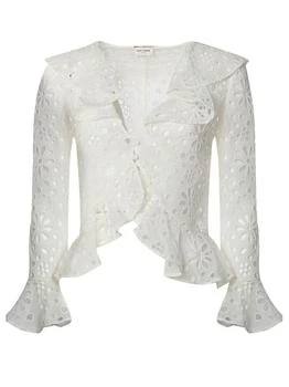 Yves Saint Laurent | Saint Laurent Cut-Out Long-Sleeved Blouse