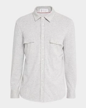 Brunello Cucinelli | Men
s Cashmere Wool Snap Front Western Shirt