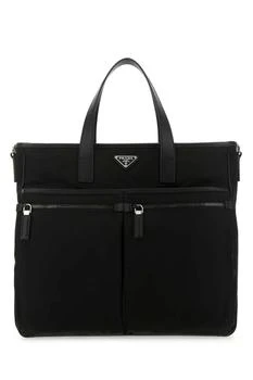 Prada | Prada Logo Patch Zipped Tote Bag