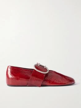 Jil Sander | Crinkled Patent-leather Mary-jane Ballet Flats  - IT38
