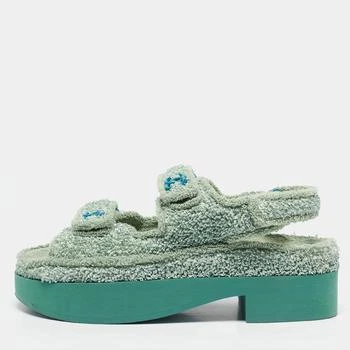 Chanel | Chanel Green Fabric and Nylon Dad Slingback Sandals Size 38