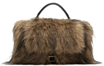 Sacai | Beige & Brown Faux-Fur Muff Bag
