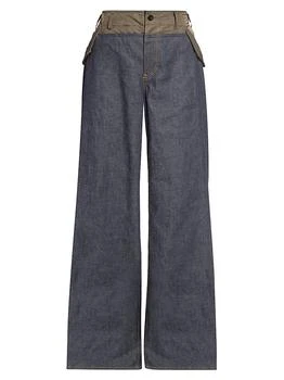 Sacai | Denim Double-Waistband Wide-Leg Pants