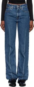 Jil Sander | Blue Diagonal Cotton Denim Jeans