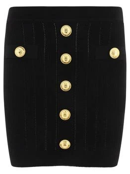 Balmain | Balmain Button Embellished Knitted Mini Skirt