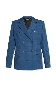 Versace | Versace Metallic-Threading Double-Breasted Tailored Blazer