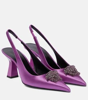 Versace | La Medusa satin slingback pumps