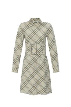 Burberry | Burberry Checked Belted Waist Shirt Dress
