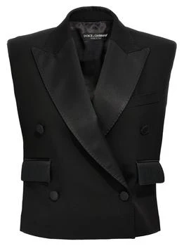 Dolce 
Gabbana | Dolce 
Gabbana Double-Breasted Gabardine Tuxedo Vest