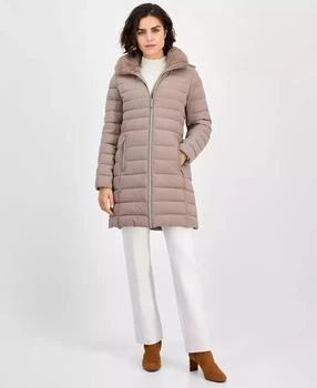 Women's Faux-Fur-Collar Hooded Packable Puffer Coat, P/XXS-XX