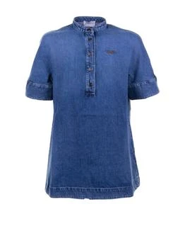 Givenchy | Givenchy Logo Embroidered Short-Sleeve Denim Shirt Dress