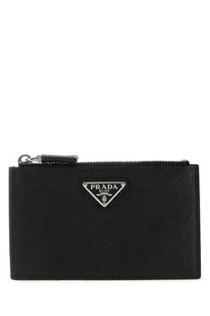 Prada | Prada Logo Plaque Zip-Up Cardholder