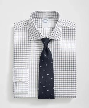 Stretch Supima® Cotton Non-Iron English Spread Collar, Alternating Windowpane Dress Shirt