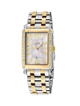 Gevril | Avenue Of Americas 25MM Two Tone Stainless Steel & 0.75 TCW Lab-Grown Diamond Watch