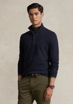 Ralph Lauren Mesh Knit Cotton Quarter Zip Sweater