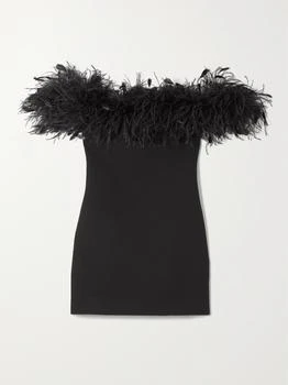 Valentino | Feather-trimmed Wool And Silk-blend Mini Dress - IT38