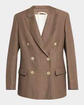 Brunello Cucinelli | Double-Breasted Fluid Linen Twill Blazer