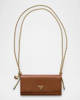 Leather Wallet with Braided Shoulder Strap