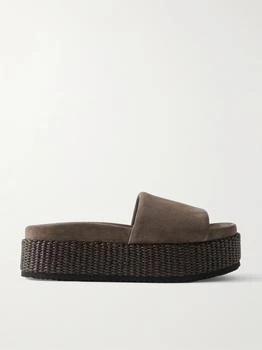 Brunello Cucinelli | Suede Platform Espadrilles - Dark brown - IT41
