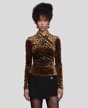 Women's Wrap Neck Long Sleeve Top