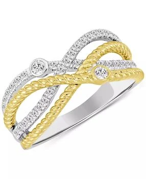 Macy
s | Diamond Crossover Openwork Statement Ring (1/3 ct. t.w.) in 10k Two-Tone Gold