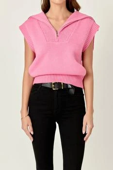 English Factory - Zip Mock Neck Knit Sweater Vest