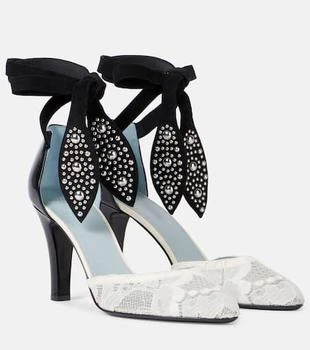 Valentino | Foliefoliage 85 lace and suede pumps