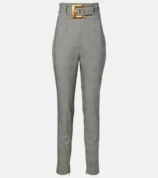 Balmain | Prince of Wales wool-blend slim pants