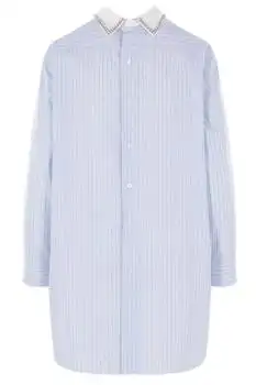 Prada | Prada Logo Embroidered Striped Poplin Top