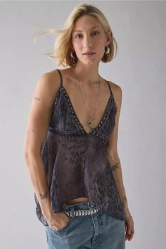 UO Spellbound Shimmer Chiffon Hanky Hem Babydoll Cami
