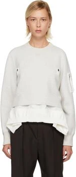 Sacai | Gray & White Sponge Sweat & Nylon Twill Sweatshirt
