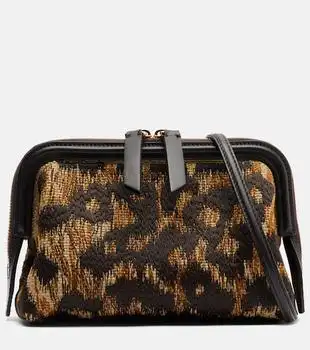 ETRO | Doc leather-trimmed raffia-effect crossbody bag