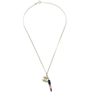 Chanel | Cc Lipstick Charm Pendant Necklace Metal With Resin And Crystals Metal Necklace Jewelry (Pre-Owned)