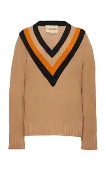 Valentino | Valentino Garavani Chevron-Detailed virgin Wool Sweater - Moda Operandi