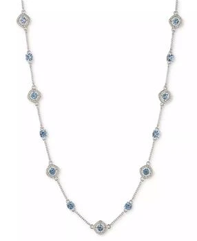 Givenchy Silver-Tone Pavé 
Round Crystal Halo Station Necklace, 16" + 3" extender