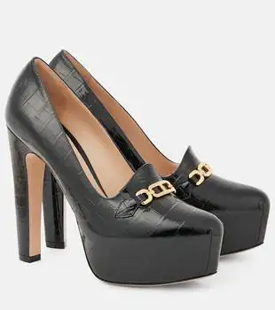 Tom Ford | Croc-effect patent leather platform pumps