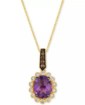 Le Vian | Grape Amethyst (2-1/3 ct. t.w.) & Diamond (1/3 ct. t.w.) Oval Halo Pendant Necklace in 14k Gold, 18" + 2" extender