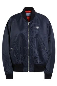 Prada Triangle-Logo Zip-Up Bomber Jacket