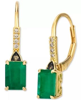 Le Vian | Costa Smeralda Emeralds (1-3/8 ct. t.w.) 
Diamond (1/20 ct. t.w.) Leverback Earrings in 14k Gold