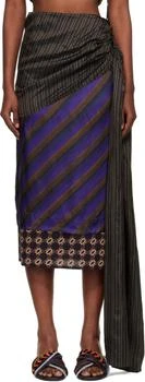 Dries Van Noten | Purple Layered Tie Motif Midi Skirt