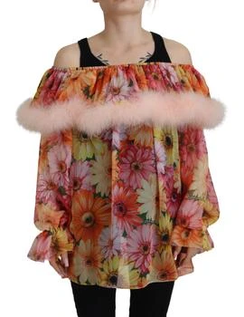 Dolce & Gabbana | Floral Fur Shearling Blouse Women's Top